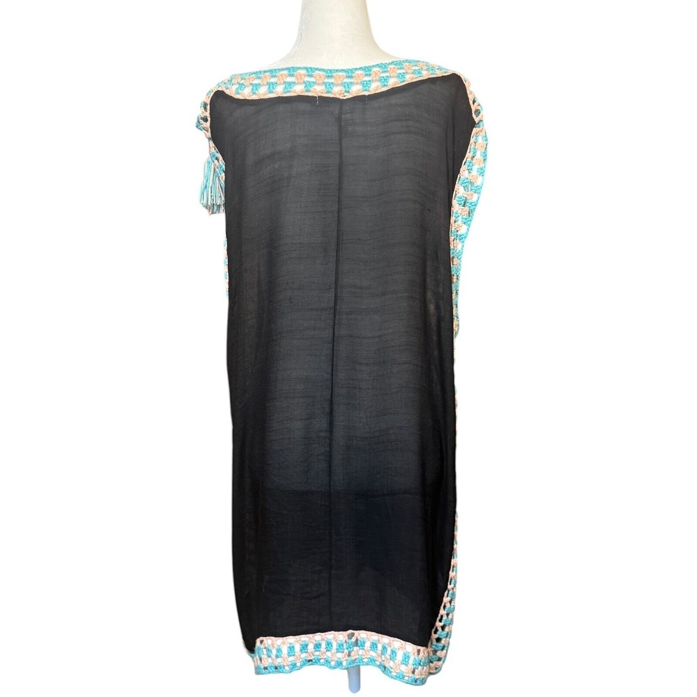 Rima Women's Crochet Cover Up Tunic Dress Vacation Beach Resort Wear Black SZ M - Picture 4 of 6